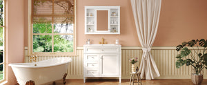 English Elm 36'' Modern Bathroom Vanity Set With Sink, Mirror & Open Shelves - Stylish Storage Solution! N710S236006K