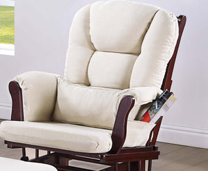 English Elm Luxurious Microfiber Glider Chair with Ottoman — Smooth Gliding Motion, Solid Wood Frame, Pocket Storage Beige,Espresso 36 L x 23 W x 21 H B011P375972