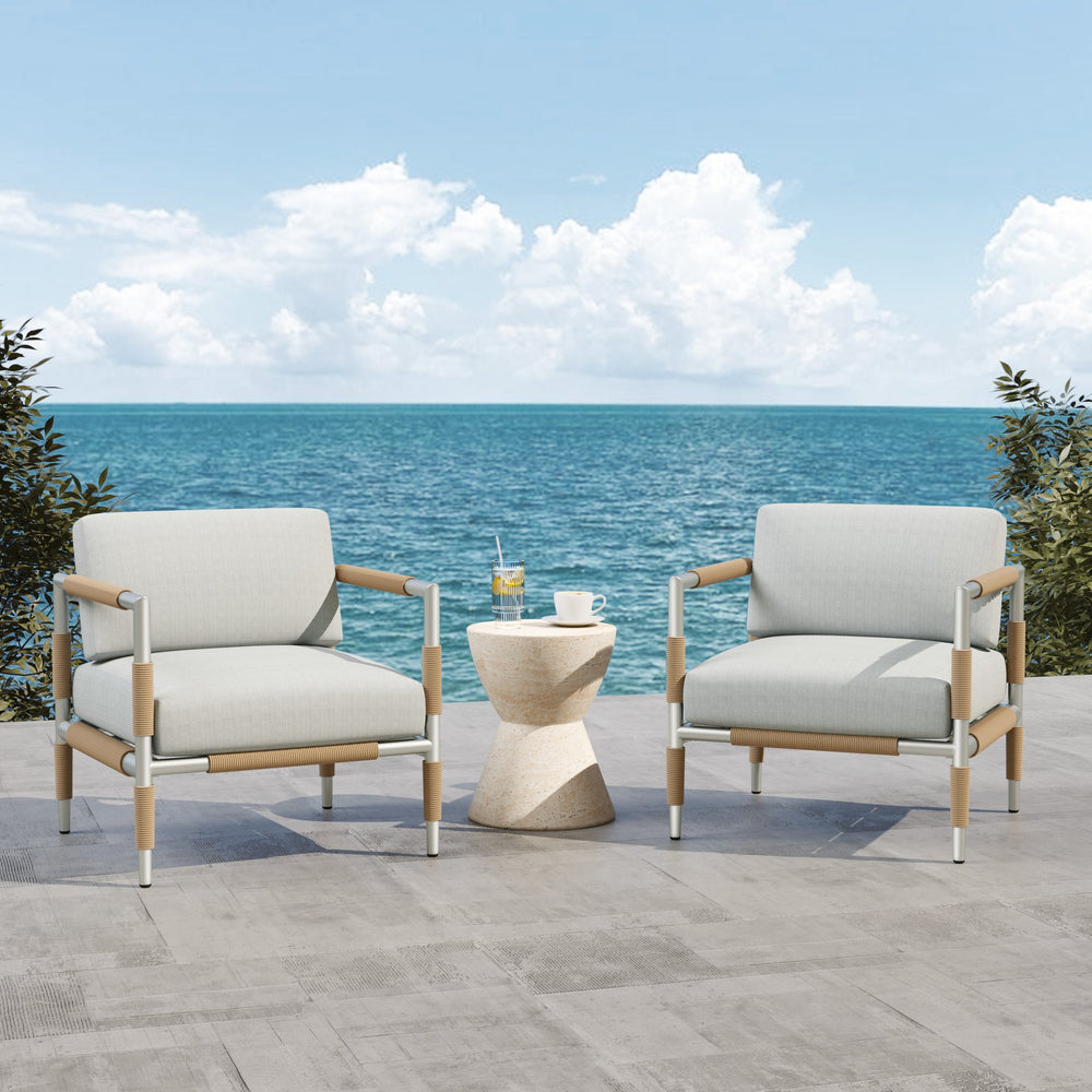 English Elm Christopher Knight Home® - Oriana Aluminum Outdoor Patio Armchair with Thick Cushions, Rust & UV Resistant Frame, 300 lb Capacity N773P211294G