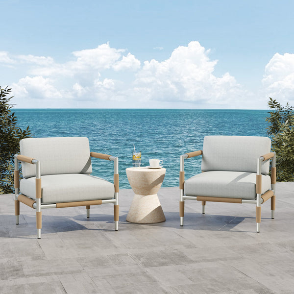 English Elm Christopher Knight Home® - Oriana Aluminum Outdoor Patio Armchair with Thick Cushions, Rust & UV Resistant Frame, 300 lb Capacity N773P211294G
