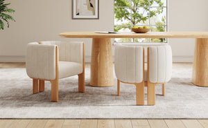 English Elm Christopher Knight Home® - Dining Chairs Set of 2 | Modern Bouclé Upholstered Seating with Rubberwood Frame, Durable 225lb Capacity Beige,Natural N779P341494B