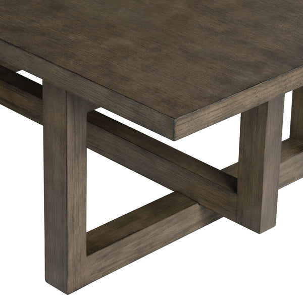 Crestview Collection Transitional Cocktail Table - Modern Pine Wood Accent With Geometric Base For Stylish Living Spaces Brown Solid Wood Cvfdr1214
