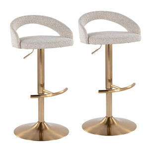 English Elm Adjustable Swivel Barstools Set of Two with Chrome Base Mid-century Kitchen Counter Seating Oat B202S01974