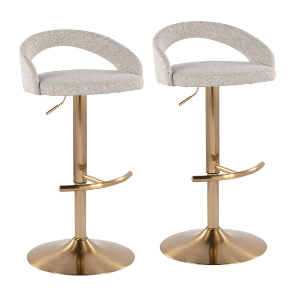 English Elm Adjustable Swivel Barstools Set of Two with Chrome Base Mid-century Kitchen Counter Seating Oat B202S01974