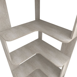 English Elm 6 Tier Freestanding L-Shaped Corner Bookshelf with Anti-Tip, Rounded Corners, 3D Wood Grain Finish Light Gray W2899P372517