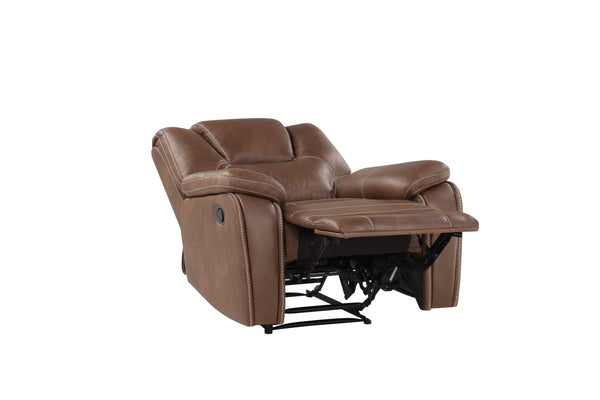 English Elm Steve Silver - Katrine 3-Piece Living Room Set with Faux-Leather Baseball Stitching, Padded Headrests & Recline Dark Brown B081S00237