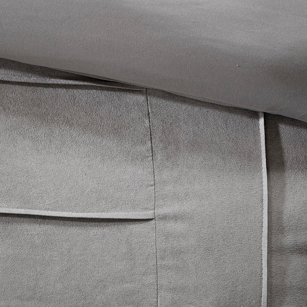 JLA Home Madison Park - 7 Faux Suede Comforter Set with Pintuck Texture, Grey & Black Accents, Cozy Microsuede, Machine Washable MP10-148