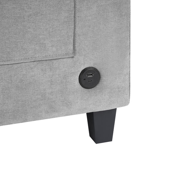 English Elm Modern U-shaped Sectional Sofa 115.7" Corner Couch with Chaise, Chenille Tufted Cushions, USB Ports and Storage LIGHT GREY N719S002150R