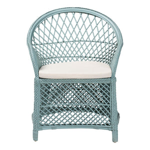 English Elm Bohemian Natural Rattan Accent Chair Braided Frame with Cushioned Enveloping Seat B2750P467784
