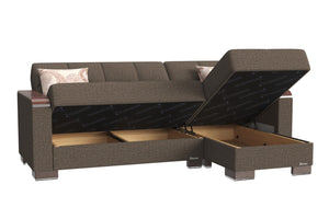 English Elm Primenest Zenaero Convertible Chaise Lounge With Storage - Elegant Chenille, Wood Trim, And Comfort! B030P303556-GIGA