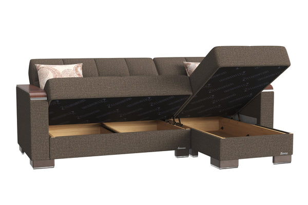 English Elm Primenest Zenaero Convertible Chaise Lounge With Storage - Elegant Chenille, Wood Trim, And Comfort! B030P303556-GIGA