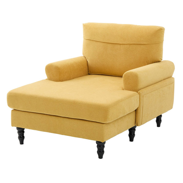 English Elm Modern Chenille Recliner Chaise Lounge Sofa Chair with High-Resilience Foam, Wide Seat, 550lb Capacity Mustard yellow W395P371336