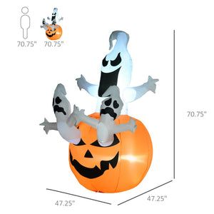 English Elm Halloween Inflatable Yard Display with Led Lit Pumpkin Ghosts Six Foot Outdoor T3971P384761