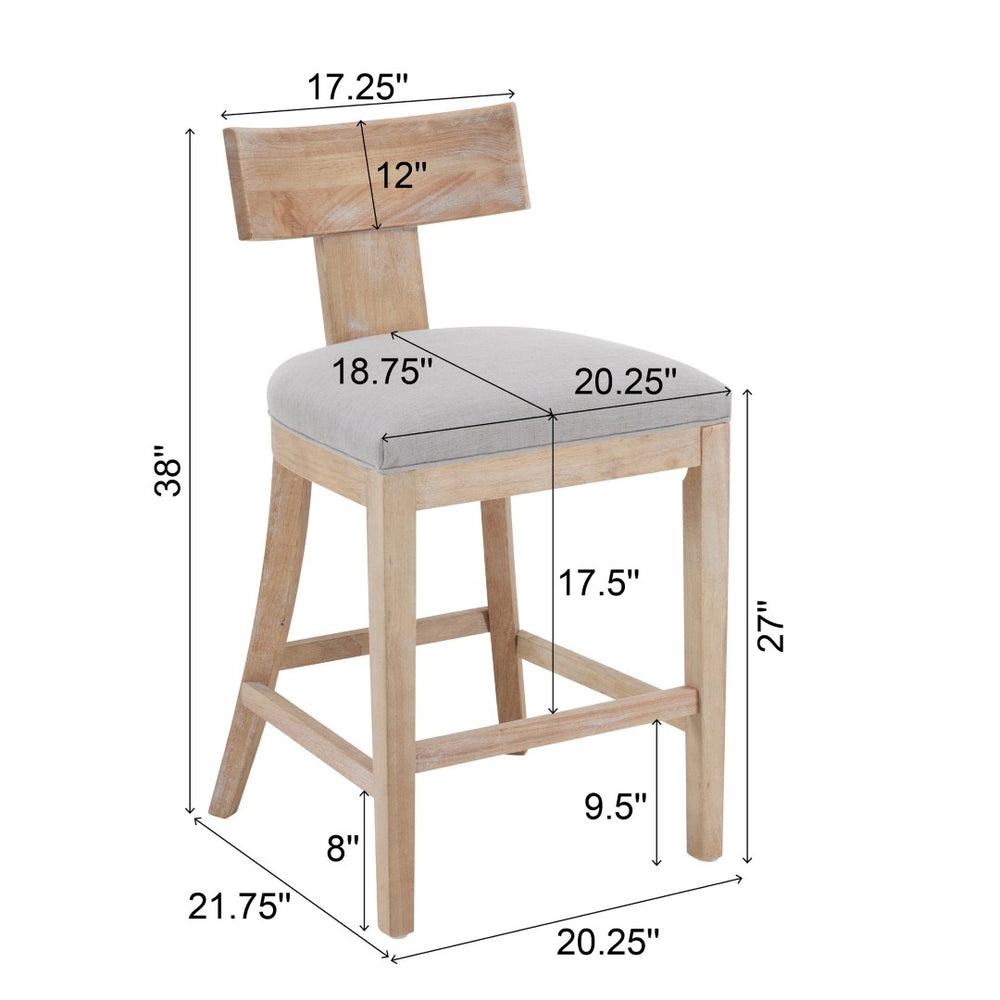 English Elm 27" Armless Counter Stools Set of 2 Padded Rubberwood Kitchen Island Seating N780P403744P