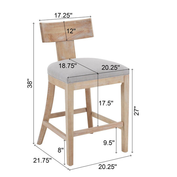 English Elm 27" Armless Counter Stools Set of 2 Padded Rubberwood Kitchen Island Seating N780P403744P