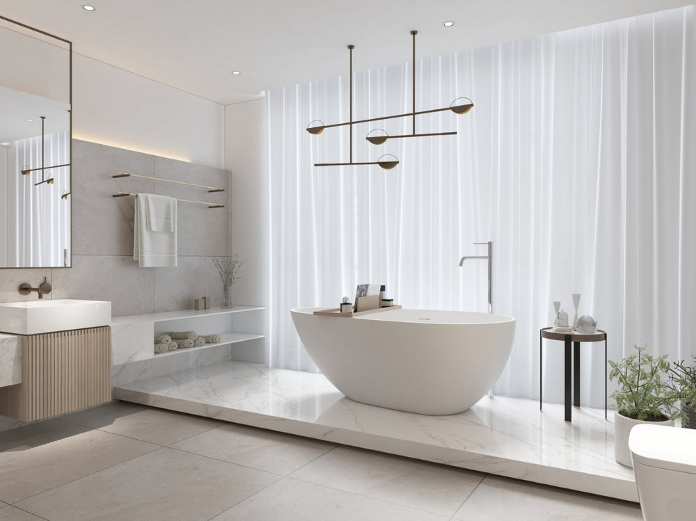 English Elm 60" Oval Acrylic Freestanding Soaking Tub Glossy White Spa Bath with Pop-up Drain Matte White W1920P385611