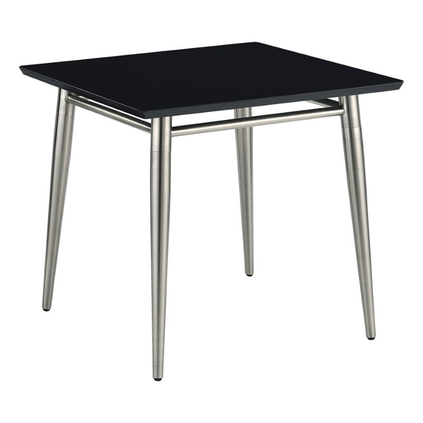 OSP Home Furnishings Brooklyn Square End Table with Brushed Nickel Frame for Modern Living Rooms and Offices Black MG0922S-BK