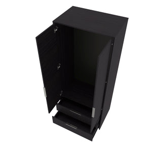 English Elm Wengue elegant 2-door 2-drawer wardrobe with hanging rod, melamine finish for sleek organized storage B062S01138