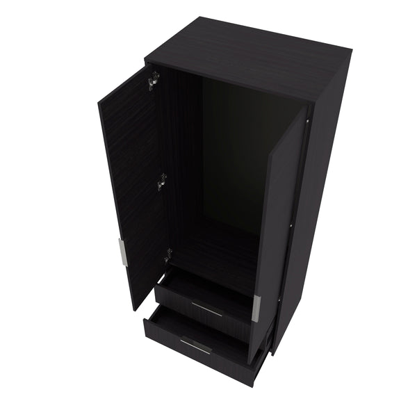English Elm Wengue elegant 2-door 2-drawer wardrobe with hanging rod, melamine finish for sleek organized storage B062S01138
