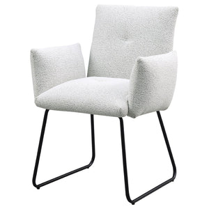 English Elm Donica Gray Upholstered Armchairs Set of 2 with Sled Base for Modern Dining Rooms B062P440061