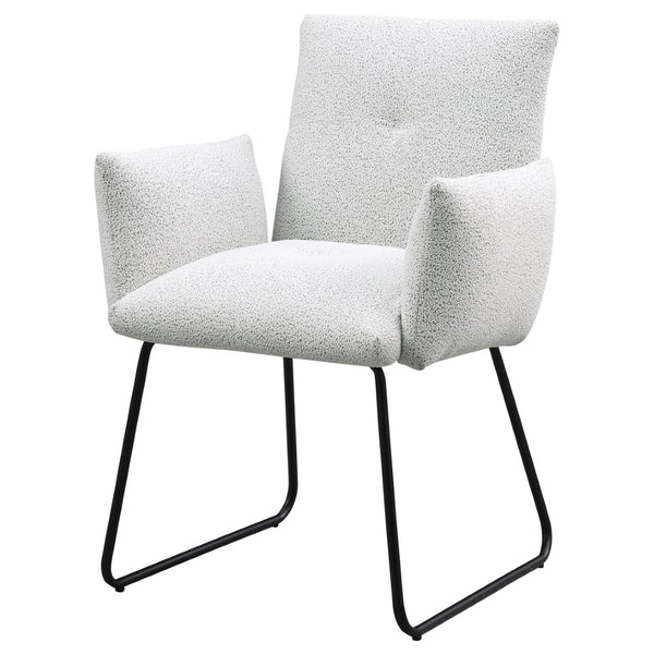 English Elm Donica Gray Upholstered Armchairs Set of 2 with Sled Base for Modern Dining Rooms B062P440061