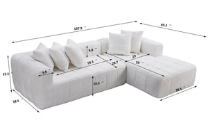 English Elm 107.9"cloud Modular Sectional with Deep Plush Seats Low Profile Lounge Sofa White W5515S00014