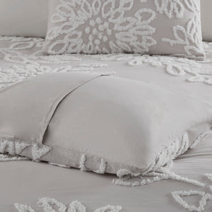 English Elm 3 Madison Park Veronica Tufted Chenille Floral Comforter Set Full/Queen Hypoallergenic Farmhouse Chic Warm Grey+White 18.9 L x 23.62 W x 10.24 H B035128913