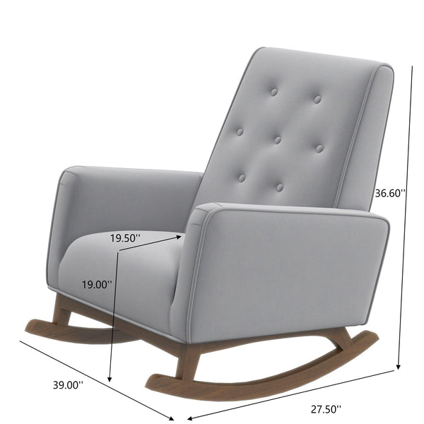 English Elm Ashcroft Furniture - Premium Demetrius Light Grey Fabric Rocking Chair with Solid Wood Frame, Stain-Resistant Comfort for Nursery, Living Room, Reading (Supports 300 lbs) B183P231989