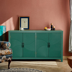 English Elm 59"Green Vintage Mid Century Accent Cabinet with 4 Doors, Spacious Buffet Sideboard for Living Room W2295P294587