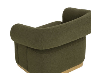 Sunpan Aggie Swivel Lounge Chair - Mid-century Accent With Copenhagen Olive Fabric & Gold Base Elegance Green Fabric 111482