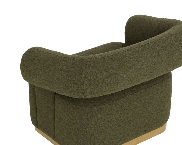 Sunpan Aggie Swivel Lounge Chair - Mid-century Accent With Copenhagen Olive Fabric & Gold Base Elegance Green Fabric 111482