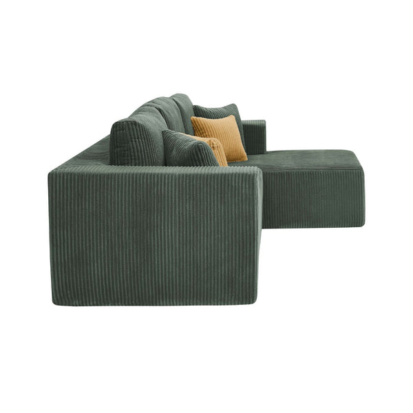 English Elm Full Corduroy L-shaped Sectional Sofa Foam Cushions No Assembly Cozy Living Room B2748S00050