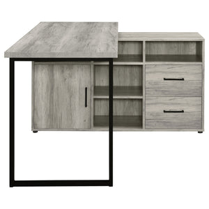 English Elm Corrado Grey Driftwood L-Shape Office Desk with Storage Drawers Shelves Coastal Rustic Charm Delight B062P333429