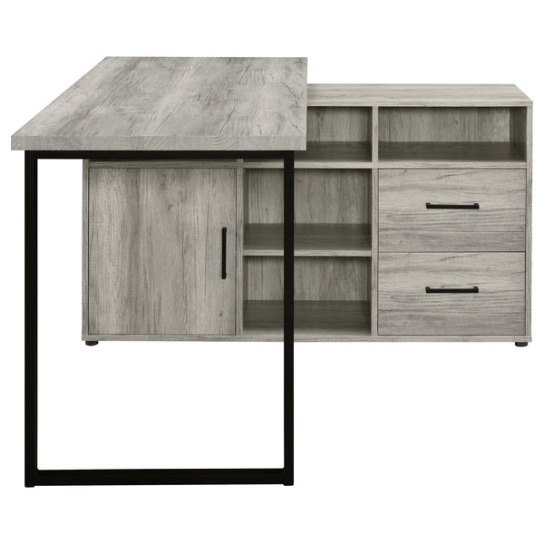 English Elm Corrado Grey Driftwood L-Shape Office Desk with Storage Drawers Shelves Coastal Rustic Charm Delight B062P333429
