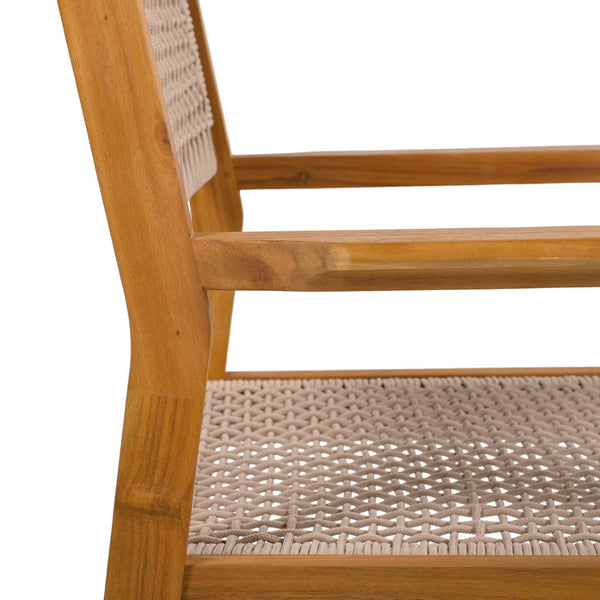 English Elm Braided Rope and Acacia Wood Dining Chair Set Coastal Farmhouse Woven Seating Pair N779P202840T