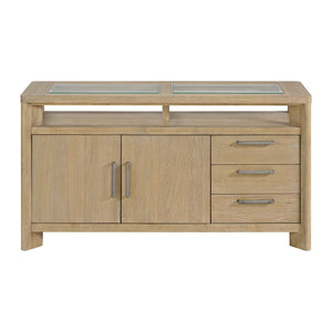 English Elm Wallace & Bay - Brown Side Server - Contemporary Light Brown Wood Buffet Cabinet, Easy-Care 64"W x18"D x36"H Storage B361P384423