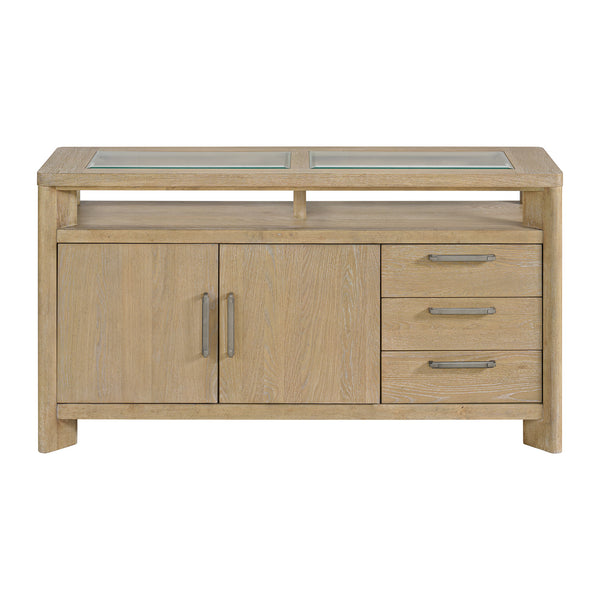 English Elm Wallace & Bay - Brown Side Server - Contemporary Light Brown Wood Buffet Cabinet, Easy-Care 64"W x18"D x36"H Storage B361P384423