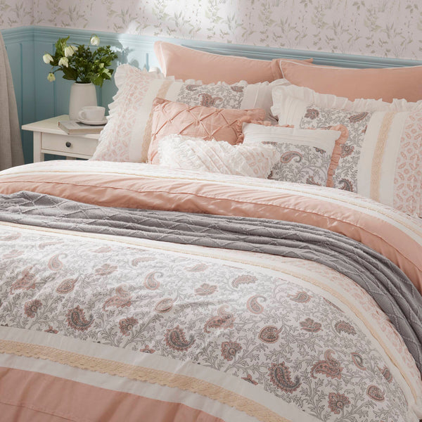 English Elm 9 Piece Cotton Percale Comforter Set In Blush - Chic Paisley Design, Oeko-Tex Certified For Comfort! B03597159