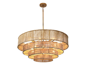 Sunpan Lumina Chandelier - Stunning 14-Bulb Design, Elegant Wall Mount, Perfect for Modern Home Décor Antique Brass, Natural Jute