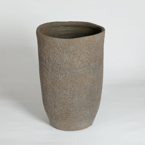 English Elm Round Concrete Sculptural Planter Duo Handcrafted Porous Finish Patio Garden Home W347P465319