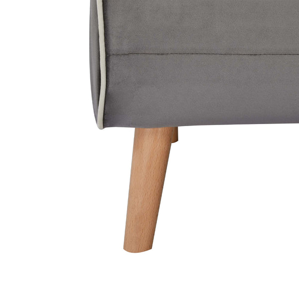 English Elm CANON Velvet Foldable Sleeper Chair with Piping — 3-Position Quiet Recline, Converts to Bed Fast Grey W3391P324992