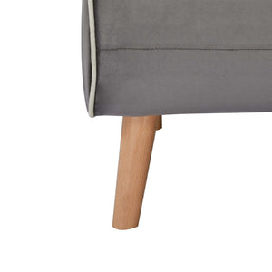 English Elm Canon Stylish Velvet Sectional Sofa Bed Set - Converts To Twin Beds In 10S, 3-Position Backrest, Grey W3391S00014