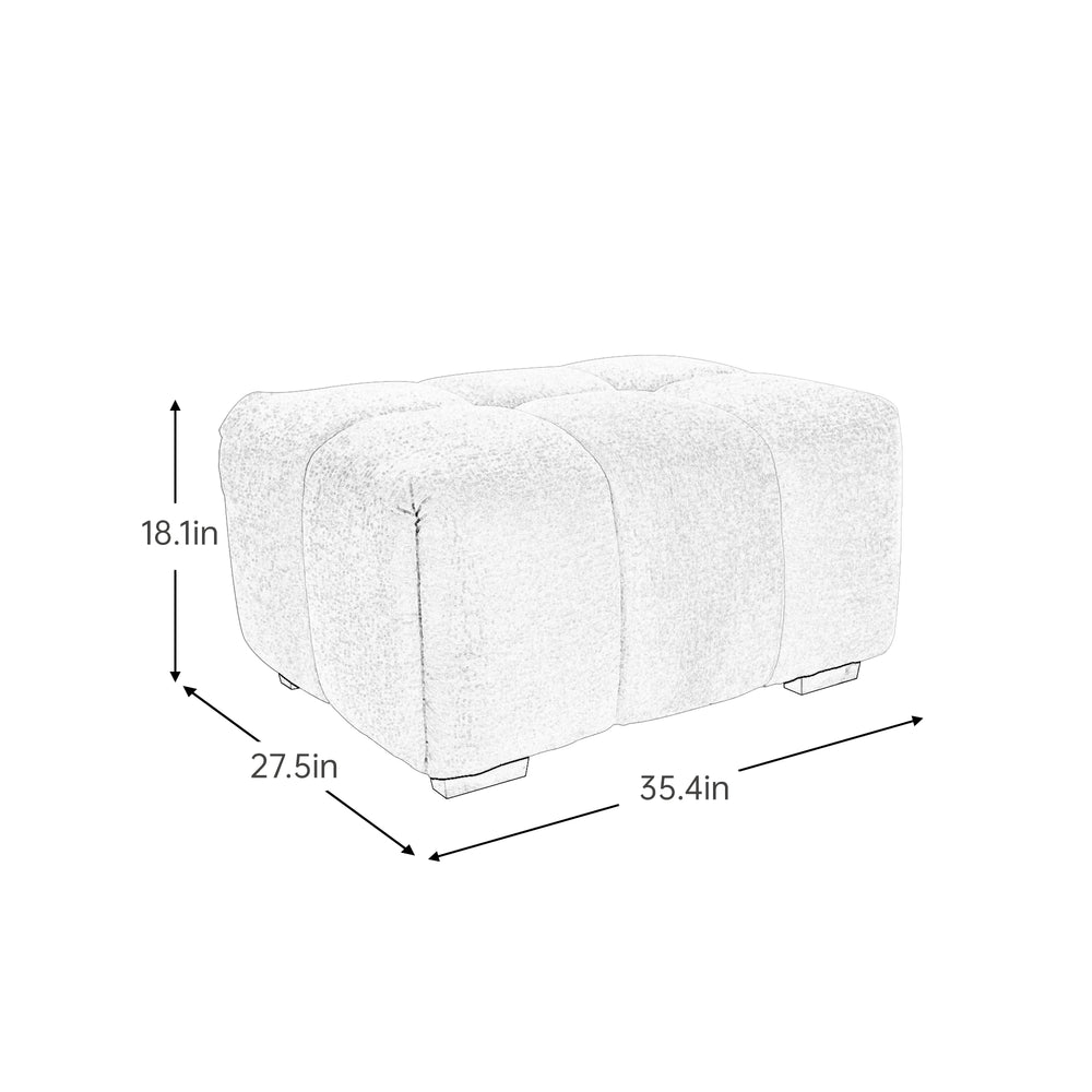 English Elm 33 White Chenille Sofa Armless Modular Set with Tufted Design, Deep Seat Comfort & Ottoman Option W714P292682