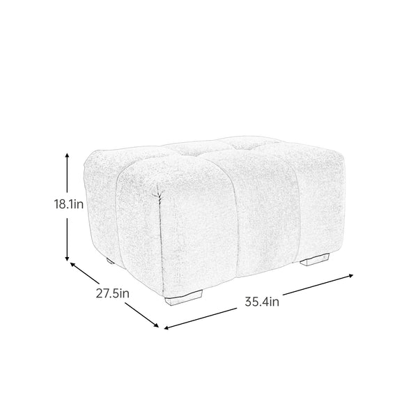 English Elm 33 White Chenille Sofa Armless Modular Set with Tufted Design, Deep Seat Comfort & Ottoman Option W714P292682