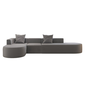English Elm L Shaped Modular Sectional Sofa - 110" Grey Corduroy Couch With Movable Ottoman For Ultimate Comfort W3670S00003