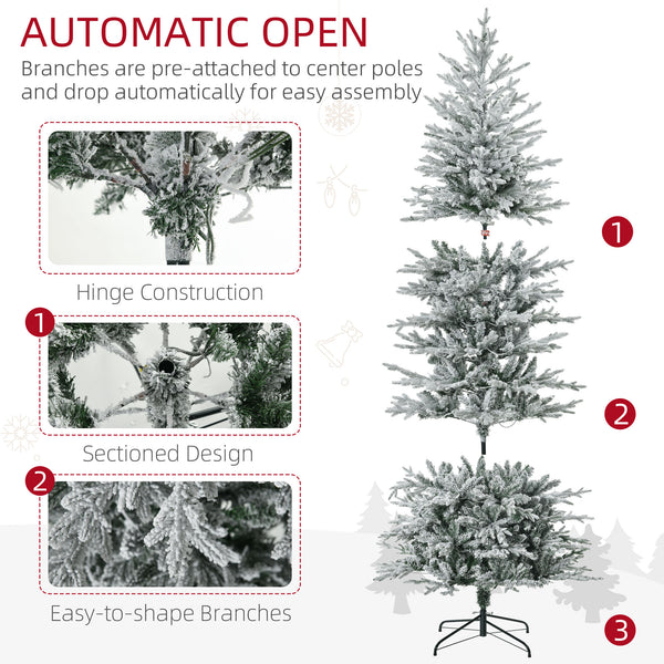 English Elm Homcom 7.5Ft Prelit Snow Flocked Christmas Tree With 350 Warm Lights & Auto Open Design For Easy Setup W2225P249631