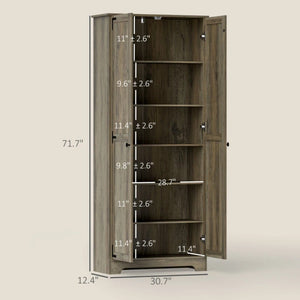 English Elm Freestanding Rustic Farmhouse Pantry Cabinet Six Tier Distressed Gray Storage Tower T3971P465937