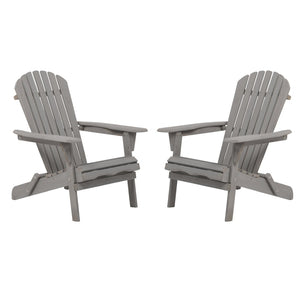 English Elm Outdoor Solid Hemlock Adirondack Chair Set Two Foldable Slatted Patio Seating W2640P470154