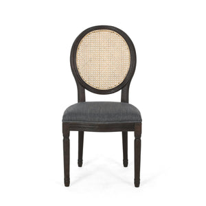 English Elm Christopher Knight Home® - DININGCHAIR Handcrafted Wicker & Fabric Dining Chair Set with Padded Seat, Rubberwood Frame Elegance Charcoal 65164.00CHAR