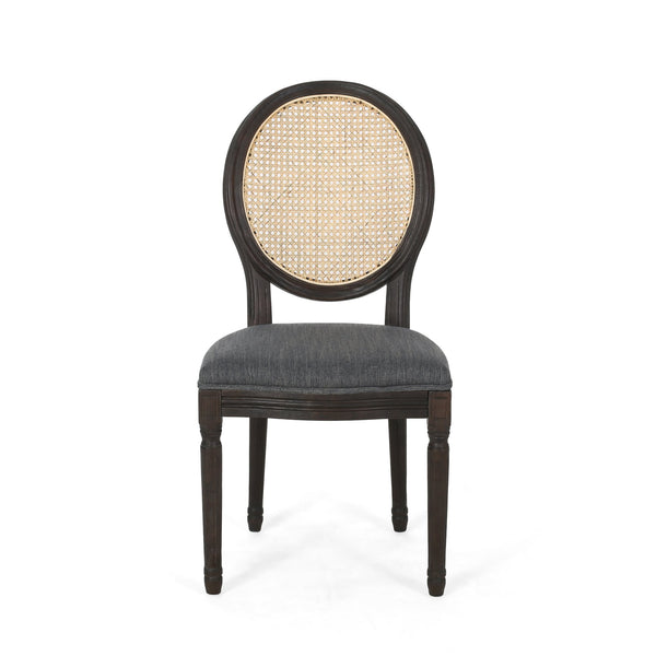 English Elm Christopher Knight Home® - DININGCHAIR Handcrafted Wicker & Fabric Dining Chair Set with Padded Seat, Rubberwood Frame Elegance Charcoal 65164.00CHAR